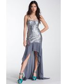 Way-in Strapless Sequin Chiffon Trane Gown - Lyst