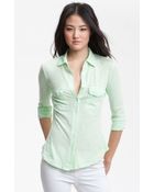 James Perse Button Front Jersey Shirt - Lyst