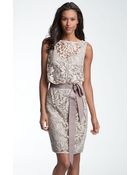 Tadashi Shoji Lace Overlay Ribbon Dress - Lyst