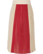 Chloé Pleated Crepe and Silkchiffon Skirt - Lyst