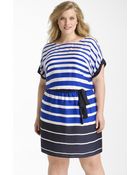 DKNY Belted Stripe Dress - Lyst
