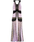 Roberto Cavalli Printed Silkchiffon and Lace Gown - Lyst