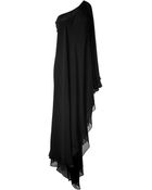 Halston Heritage Black Oneshoulder Cascade Silk Gown - Lyst