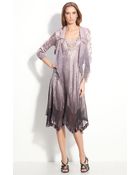 Komarov Beaded Pleated Charmeuse Dress Jacket - Lyst