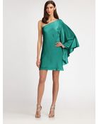 Nicole Miller Asymmetrical Silk Mini Dress - Lyst