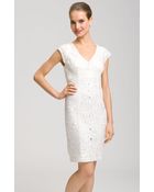 Sue Wong Cap Sleeve Bead Embroidery Sheath Dress - Lyst