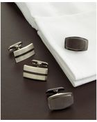 Kenneth Cole Reaction Black Silver Cufflinks - Lyst