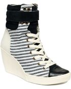 Nine West Perri Wedge Lace Up Sneakers - Lyst