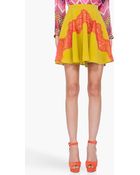 Carven Mustard Lace Front Silk Skirt - Lyst