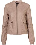 Topshop Perforated Panel Pu Biker Jacket - Lyst