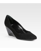 Pierre Hardy Suede and Patent Leather Wedge Pumps - Lyst