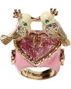 Betsey Johnson Love Birds Heart Ring - Lyst