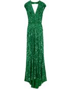 Elie Saab Cap Sleeve Vneck Beaded Dress - Lyst