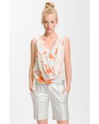 Diane von Furstenberg Rina Draped Print Silk Top - Lyst