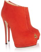 Giuseppe Zanotti Suede Peeptoe Platform Ankle Boots - Lyst
