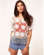 ASOS Collection Asos Crochet Village Fringed Top - Lyst