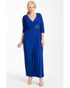 Alex Evenings Beaded Ruched Jersey Gown - Lyst