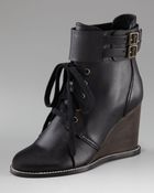 See By Chloé Lace-up Wedge Bootie - Lyst