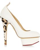 Charlotte Olympia Love Dolly Twill and Calf Hair Pumps - Lyst