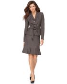 Anne Klein Belted Tweed Jacket Pleated Skirt - Lyst