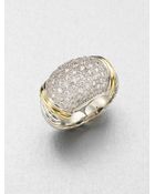 David Yurman Diamond Accented 18k Gold Sterling Silver Ring - Lyst