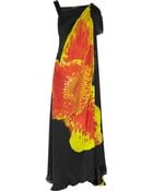 Roberto Cavalli Orchid Print Silk Chiffon Gown - Lyst