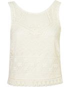 Topshop Geometric Lace Mix Shell Top - Lyst