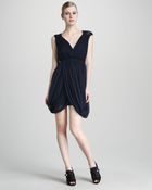 Vera Wang Lavender Draped Cocktail Dress - Lyst