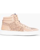 Saint Laurent Beige Embellished Malibu Sneakers - Lyst