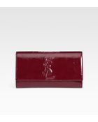Saint Laurent Ysl Large Patent Leather Clutch - Lyst