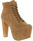 Jeffrey Campbell Lita Platform Ankle Boot Taupe Suede - Lyst