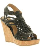 Office Wicker Basket Wedge Black Leather - Lyst