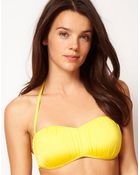 Asos Gathered Moulded Fuller Bust Bandeau Bikini Top - Lyst