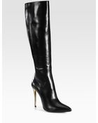 Saint Laurent Kneehigh Leather Boots - Lyst