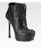 Saint Laurent Leather Laceup Platform Ankle Boots - Lyst