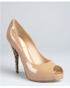 Fendi Nude Patent Leather Peep Toe Platform Pumps - Lyst
