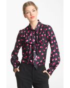 Marc Jacobs Tie Neck Silk Blouse - Lyst