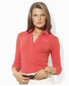 Lauren by Ralph Lauren Three Quarter Sleeve Polo - Lyst