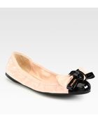 Prada Bicolor Patent Leather Bow Ballet Flats - Lyst