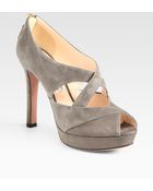 Prada Suede Criss Cross Platform Booties - Lyst