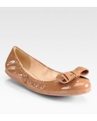 Prada Patent Leather Bow Ballet Flats - Lyst