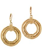 T Tahari Gold Tone Circle Drop Earrings - Lyst