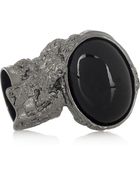 Saint Laurent Arty Rutheniumplated Glass Ring - Lyst