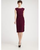 Saint Laurent Wool Crepe Boat neck Dress - Lyst