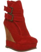 Jeffrey Campbell Utopia Wedge Boot Red Suede - Lyst