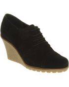 Office Beat Me Lace Up Wedge Black Suede - Lyst