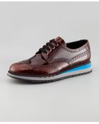 Prada Spazzolato Wingtip Oxford with Micro Sole - Lyst
