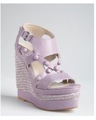 Balenciaga Lavender Leather Studded Woven Wedge Sandals - Lyst