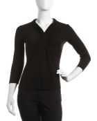 Lafayette 148 New York Crossover Silk Blouse Black - Lyst