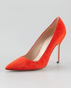 Manolo Blahnik 'BB' Suede Pointed Toe Pump - Lyst